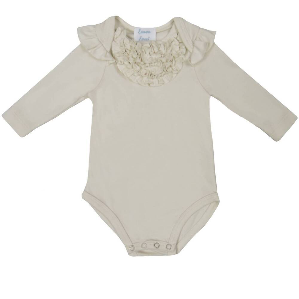 NEW LEMON LOVES LAYETTE baby girls "madison" onesie in eggnog beige